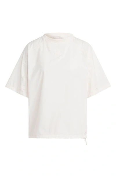Shop Adidas Sportswear City Escape Mock Neck Recycled Polyester T-shirt In Chalk White