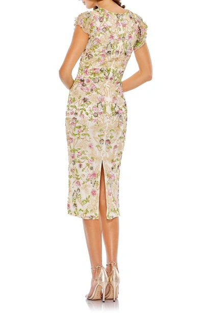 Shop Mac Duggal Beaded Floral Sheath Dress In Cream Multi