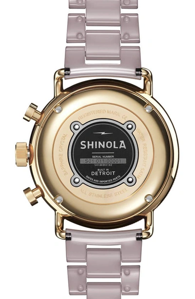 Shop Shinola The Canfield Sport Chronograph Ceramic Bracelet Watch, 40mm In Mauve Mop