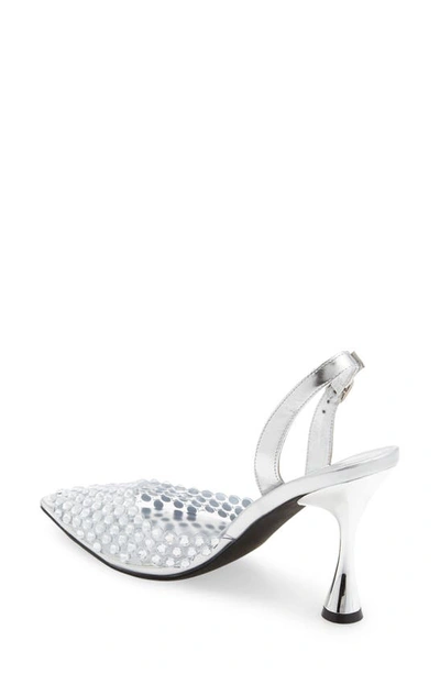 Shop Jeffrey Campbell Shiner Slingback Rhinestone Pointed Toe Pump In Clear Silver