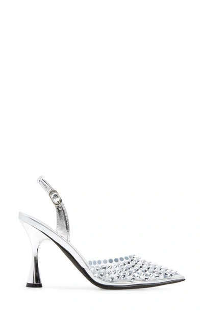 Shop Jeffrey Campbell Shiner Slingback Rhinestone Pointed Toe Pump In Clear Silver