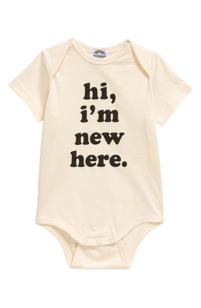 Shop Polished Prints Hi I'm New Here Organic Cotton Bodysuit In Natural