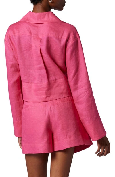 Equipment Beatrix Linen Crop Shirt In Raspberry Sorbet