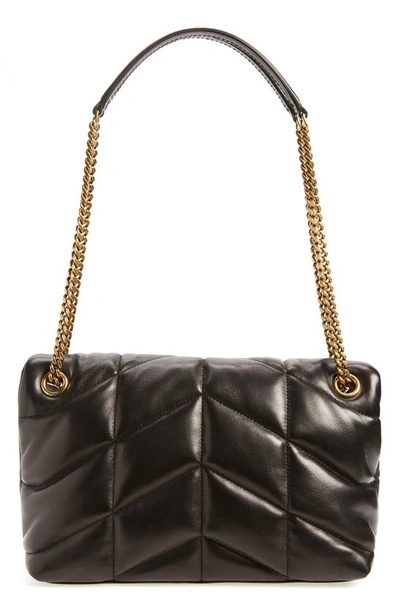 Shop Saint Laurent Small Leather Puffer Bag In Nero/ Trigalva