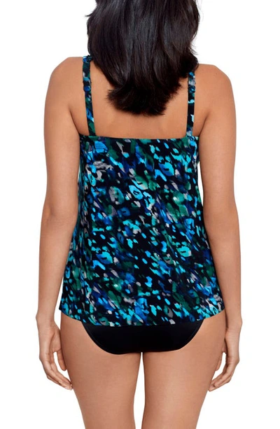 Miraclesuit Womens Sophisticat Mirage Underwire Tankini Top High Waist Tummy Control Bikini Bottoms In Blue Multi