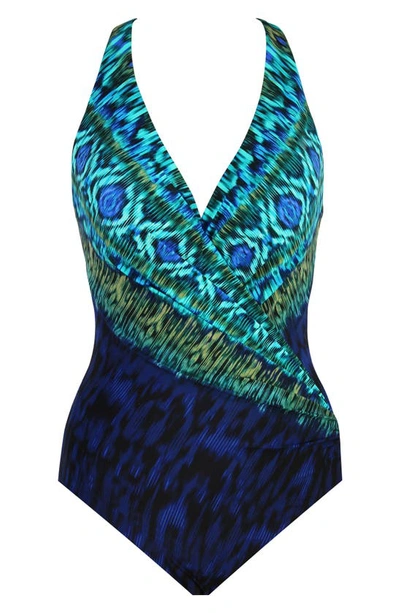 Shop Miraclesuit Alhambra Wrapsody One-piece Swimsuit In Blue Multi