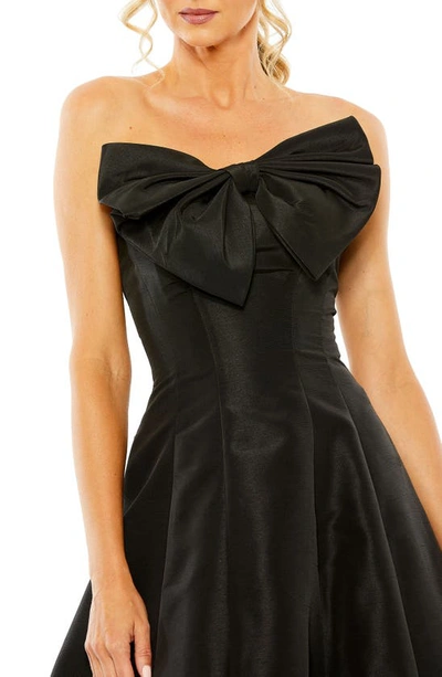 Shop Mac Duggal Bow Front Strapless Taffeta A-line Gown In Black
