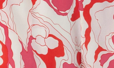 Equipment Eudora Abstract Floral Silk Romper In Raspberry Sorbet Multi