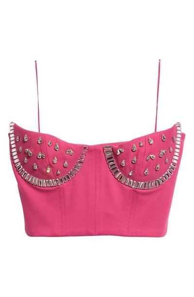 Shop Area Watermelon Crystal Embellished Bustier Top In Fuchsia