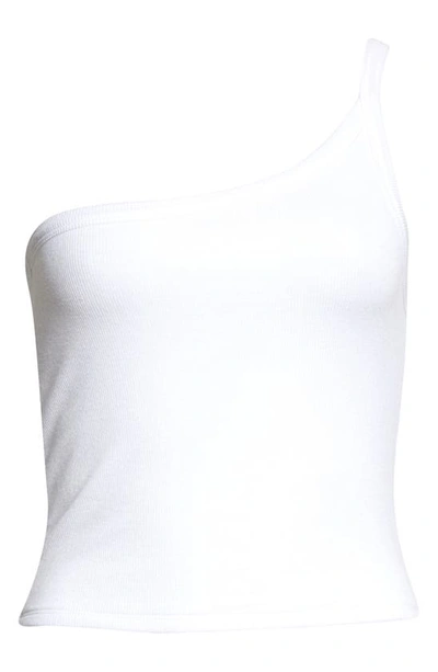 Shop Atm Anthony Thomas Melillo Stretch Modal Rib One-shoulder Tank In White