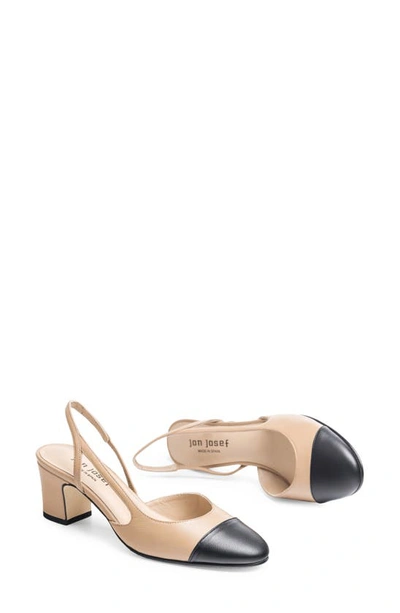 Jon Josef Daniela Block Heel Slingback Pump In Black Tan Combo