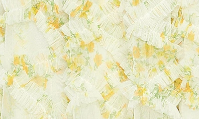Shop Mac Duggal Floral Cap Sleeve Ruffle A-line Dress In Yellow Multi