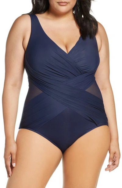 Shop Miraclesuit Illusionist Crossover One-piece Swimsuit In Midnight