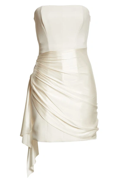 Shop Cinq À Sept Kennith Mixed Media Strapless Dress In Ivory