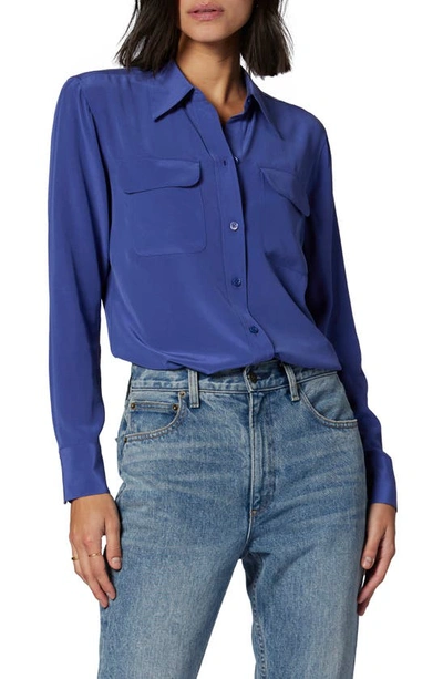Shop Equipment Signature Slim Fit Silk Button-up Shirt In Skipper Blue
