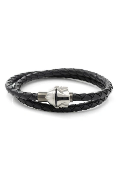 Shop Cufflinks, Inc Mandalorian Braided Leather Wrap Bracelet In Silver