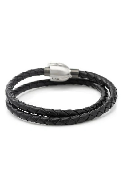 Cufflinks, Inc Men's Mandalorian Helmet Stainless Steel & Leather Wrap Bracelet In Silver
