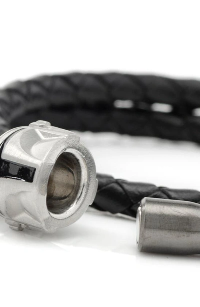 Shop Cufflinks, Inc Mandalorian Braided Leather Wrap Bracelet In Silver