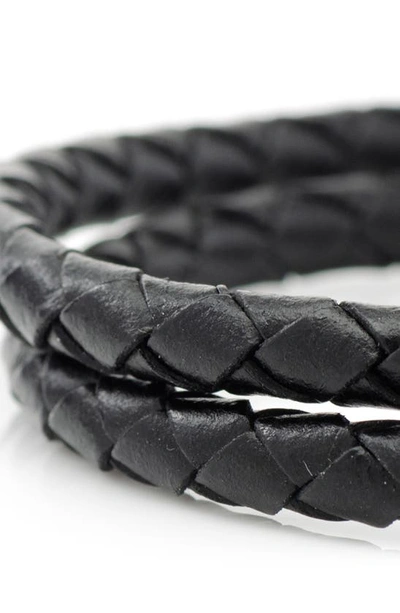 Shop Cufflinks, Inc Mandalorian Braided Leather Wrap Bracelet In Silver