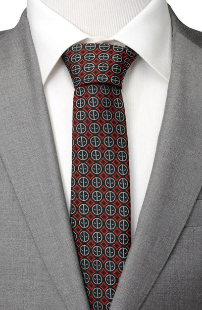 Shop Cufflinks, Inc X Marvel Deadpool Medallion Silk Blend Tie In Black