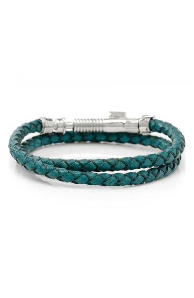 Shop Cufflinks, Inc Star Wars™ Obi Wan Kenobi Braided Leather Lightsaber Bracelet In Navy