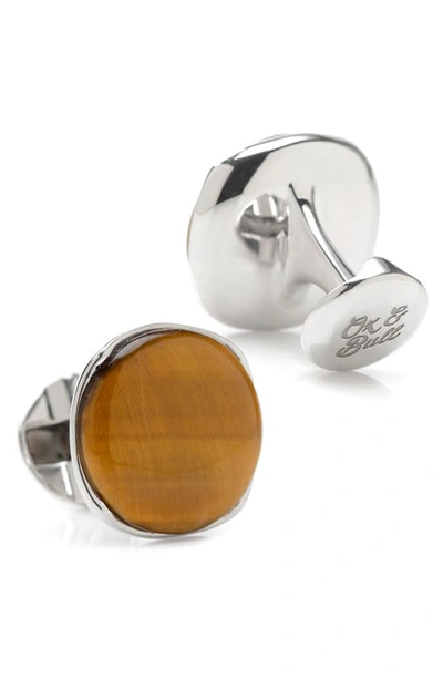 Shop Cufflinks, Inc Tiger's Eye Cuff Links In Brown