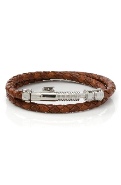 Shop Cufflinks, Inc Star Wars™ Obi Wan Kenobi Braided Leather Lightsaber Bracelet In Brown