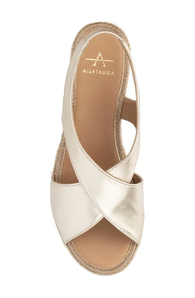 Aquatalia Adelina Metallic Crisscross Slingback Espadrilles In Platinum