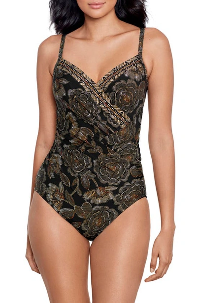 Shop Miraclesuit Petal Pusher Gali One-piece Swimsuit In Black/ Multi