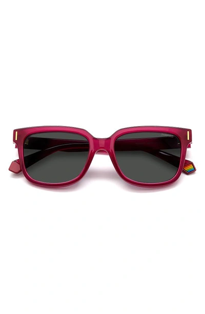 Polaroid 54mm Polarized Rectangular Sunglasses In Fuchsia/ Gray Polar