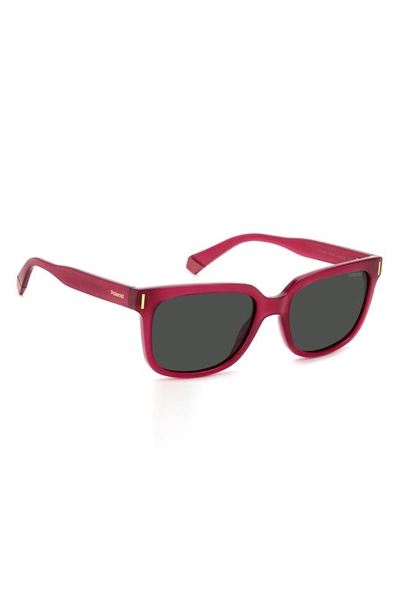 Polaroid 54mm Polarized Rectangular Sunglasses In Fuchsia/ Gray Polar