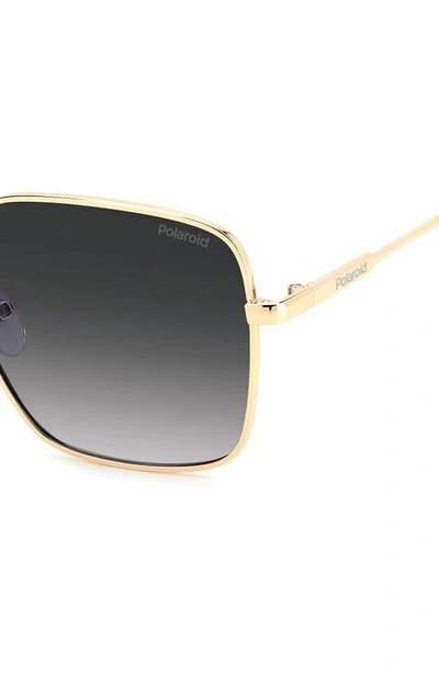 Shop Polaroid 56mm Polarized Square Sunglasses In Gold/ Gray Polarized