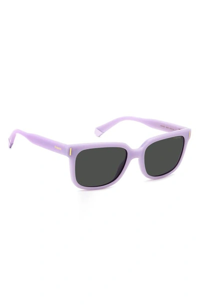 Shop Polaroid 54mm Polarized Rectangular Sunglasses In Lilac/ Gray Polar