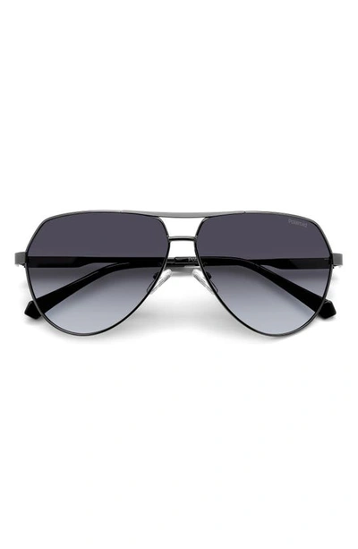 Shop Polaroid 62mm Polarized Aviator Sunglasses In Dark Ruthen/ Gray Polar