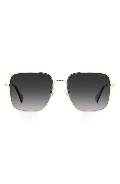 Shop Polaroid 56mm Polarized Square Sunglasses In Gold/ Gray Polarized