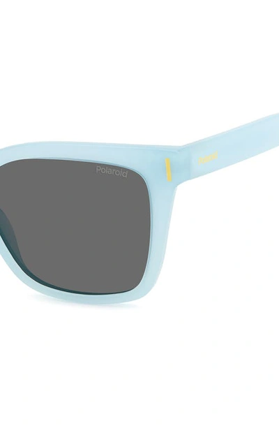 Shop Polaroid 54mm Polarized Cat Eye Sunglasses In Azure/ Gray Polar
