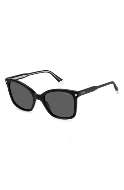 Shop Polaroid 53mm Polarized Square Sunglasses In Black/ Gray Polar
