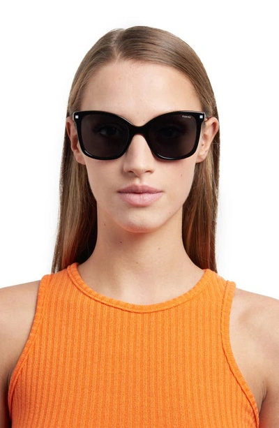 Shop Polaroid 53mm Polarized Square Sunglasses In Black/ Gray Polar