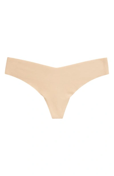 Shop Commando Cotton Thong In Beige