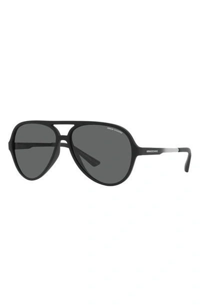 Armani Exchange 60mm Round Sunglasses In Matte Black