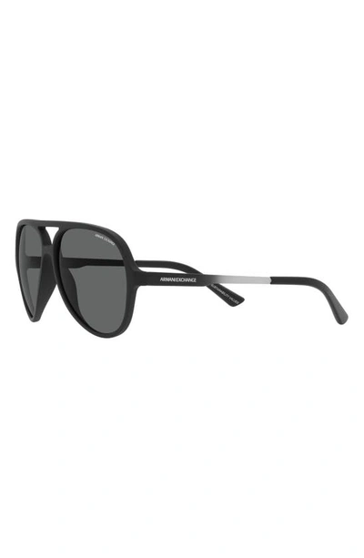 Armani Exchange 60mm Round Sunglasses In Matte Black