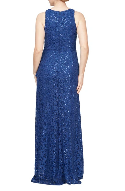 Shop Alex Evenings Ruffle Sequin Lace Gown In Royal
