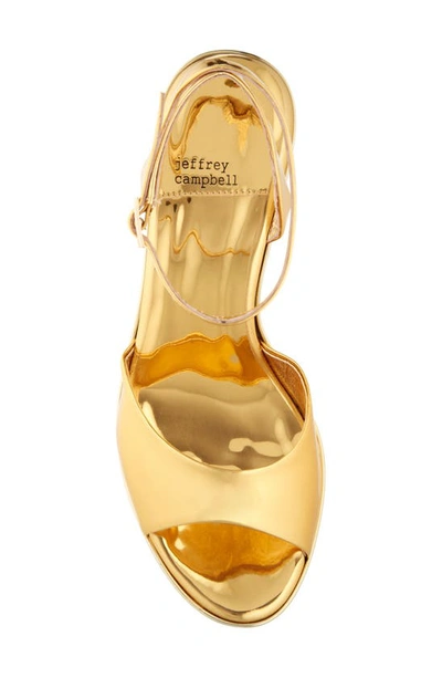 Shop Jeffrey Campbell Dream On Platform Wedge Sandal In Gold Patent