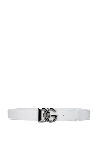 Shop Dolce & Gabbana Regular Belts Leather White Optic White
