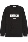GIVENCHY Distressed sweatshirt in printed cotton-jersey