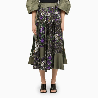 Shop Sacai | Flower Print Combination Skirt In Multicolor