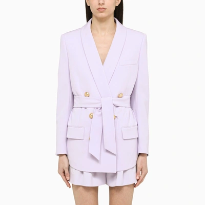 Shop Balmain Lavender Double-breasted Jacket In Purple
