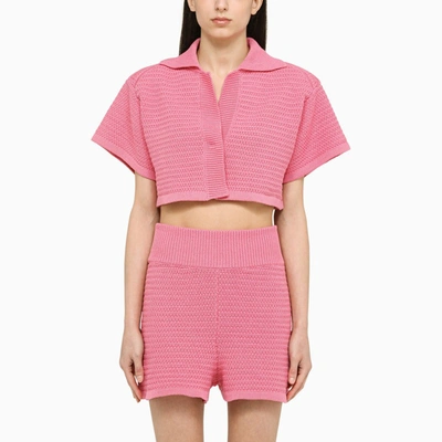 Shop Art Essay Pink Knitted Polo Shirt