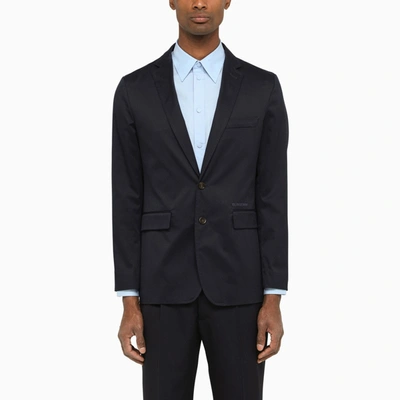 Shop Burberry | Single-breasted Navy Cotton Jacket In Blue