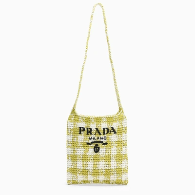 Shop Prada | Cedar/white Raffia Bag In Green